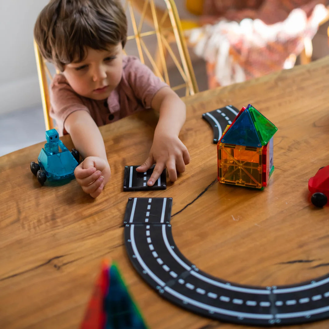 XTRAS: Roads 12-Piece Magnetic Construction Set, the ORIGINAL Magnetic Building Brand 3+