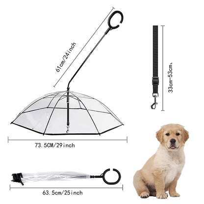 C-Shape Handle Umbrella for Small Medium Dogs Pet Umbrella with Adjustable Leash Rain/Snow Walking Doggy Umbralla