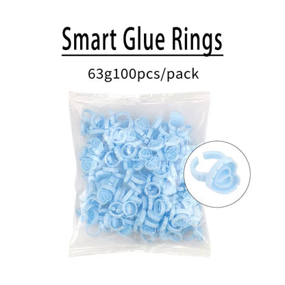 100Pcs/Set Eyelash Extension Glue Rings Glue Holder Tool Kit Set Professional Makeup Disposable Adhesive Eyelash