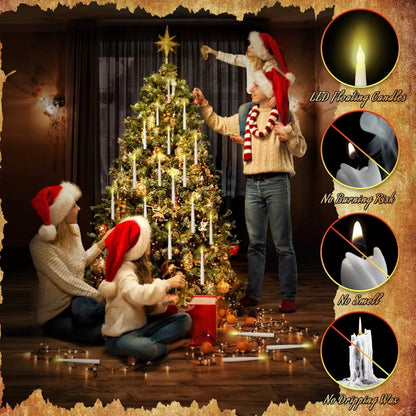 20PCS Floating Candles with Wand, Flickering Warm Light Taper LED Flameless Candles with Wand Remote, Magic Hanging Candles, Hal